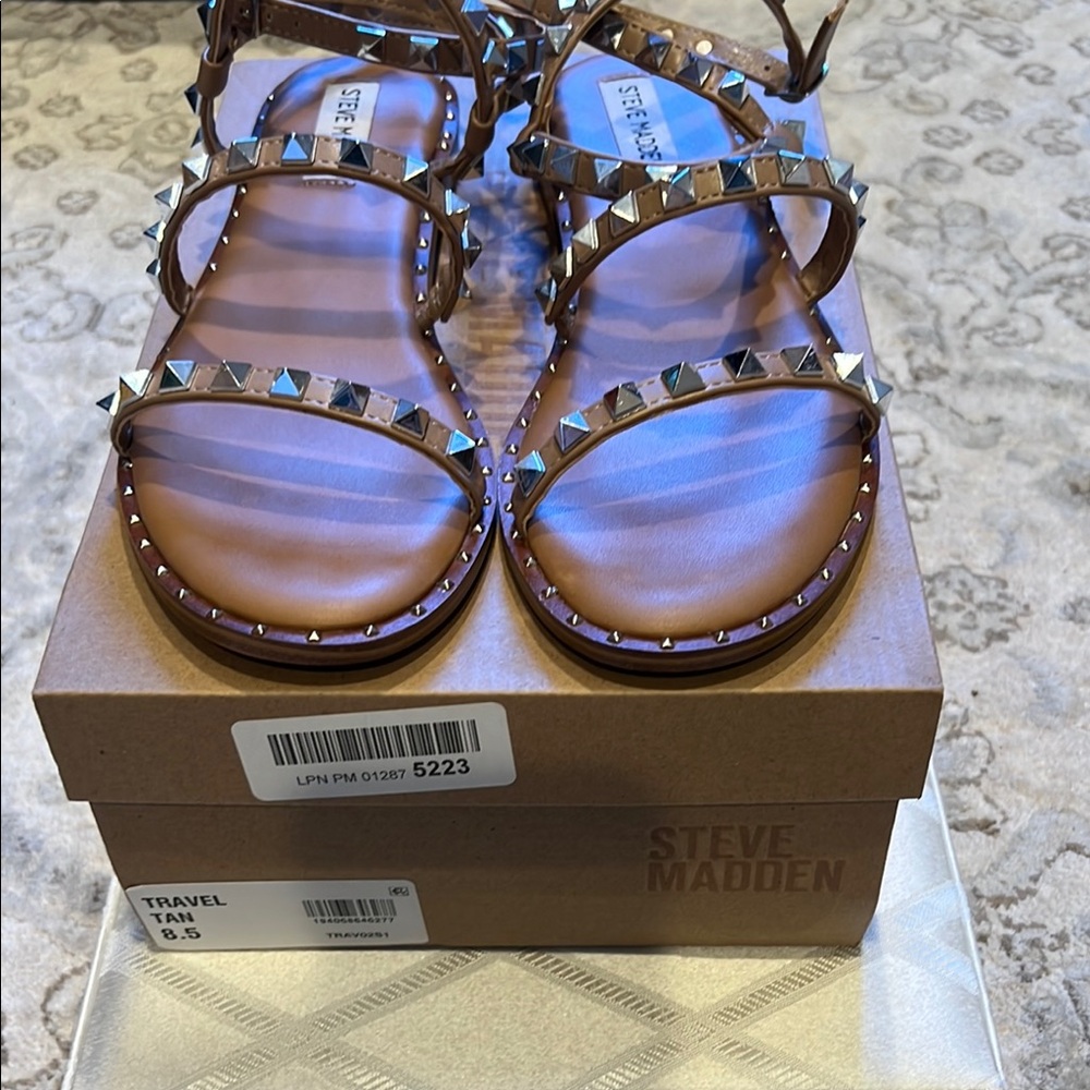 Steve Madden Brown Studded Sandals